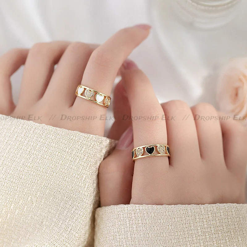 خواتم الحب للنساء Ins العصرية الفاخرة المتخصصة تصميم السبابة البنصر قابل للتعديل افتتاح خاتم الزواج بوهو خمر