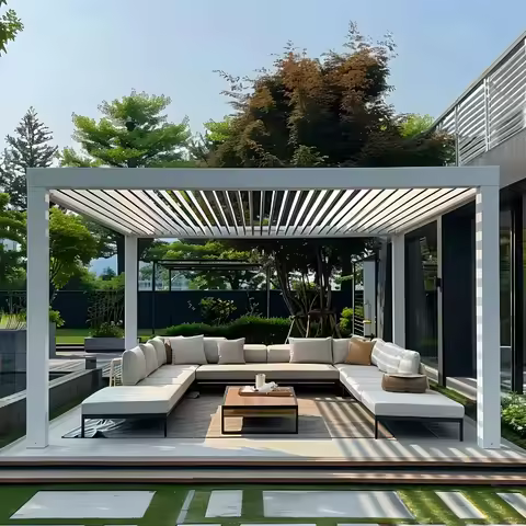 Terrace outdoor hard-top louvers gazebo awning adjustable retractable canopy with aluminum roof for deck backyard