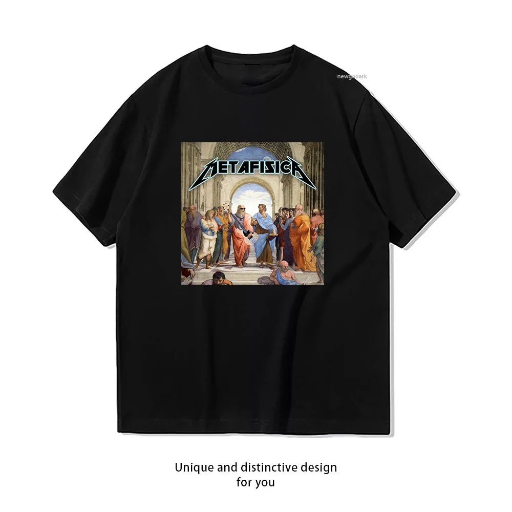 The School of Athens METAFISICA Shirt Woman Man Summer O-neck Breathable Graphic T Shirts Casual Simple S-3XL streetwear