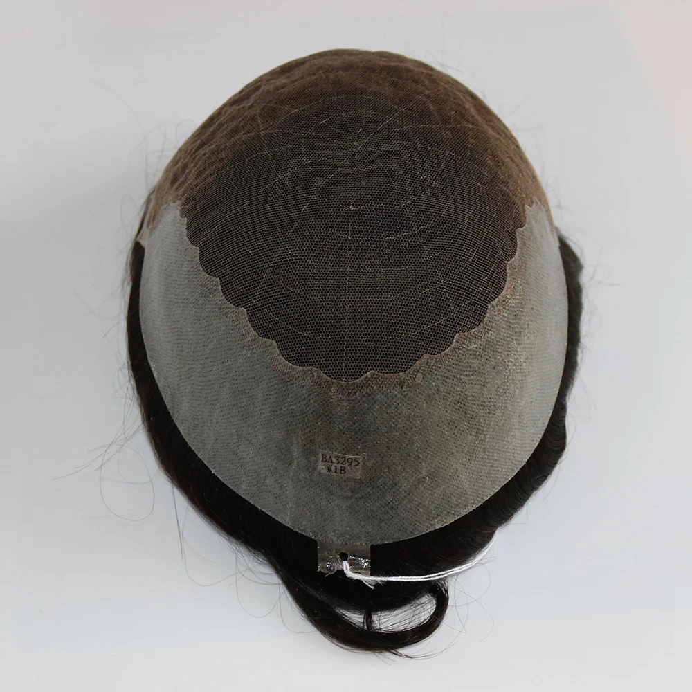 Men's 25mm Curly Ash Blonde Q6 Mesh Swiss Lace Front Toupee 100% Human Hair Bleached Knots #1B80 Grey Brown #17 Prosthesis System