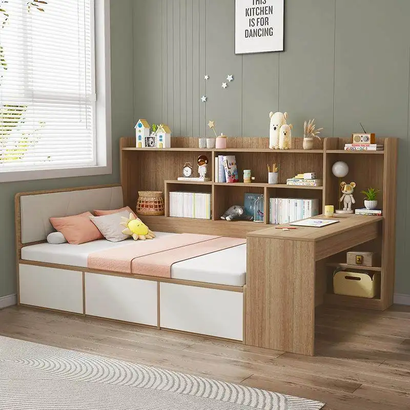 

Solid Wood Tatami Bed, Bookshelf Bed Integrated, Second Bedroom Single Simple