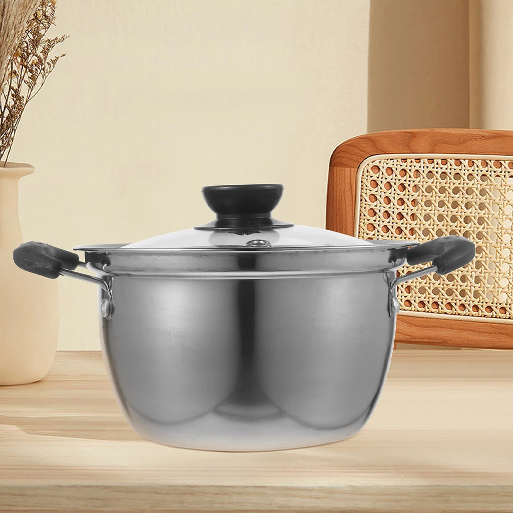 

Versatile Stainless Steel Cooking Pot Double Handles Soup Noodles Milk Sturdy Design Easy Clean Small Milk Pot
