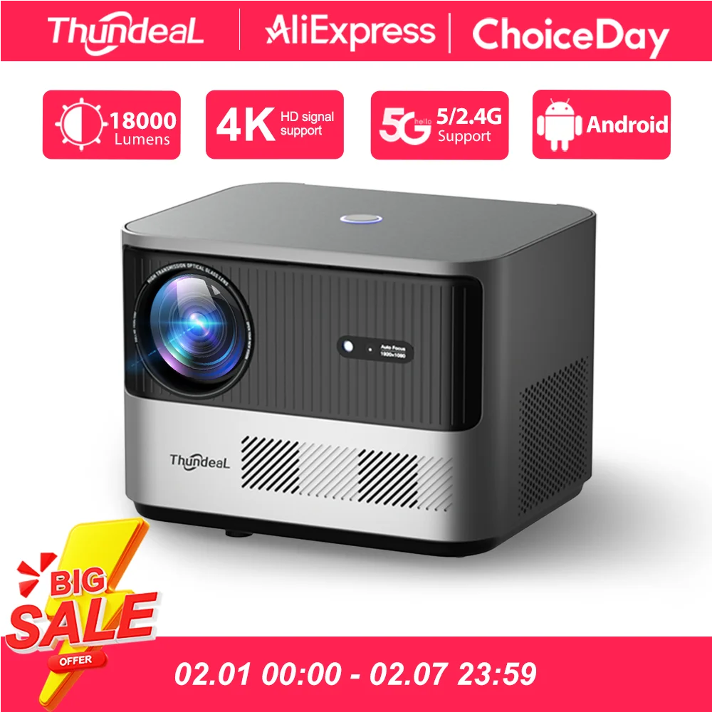 ThundeaL Full HD 1080P โปรเจคเตอร์ TDA6W Auto Focus สมาร์ท Android WIFI LCD LED โฮมเธียเตอร์แบบพกพาโปรเจคเตอร์โฮมเธียเตอร์