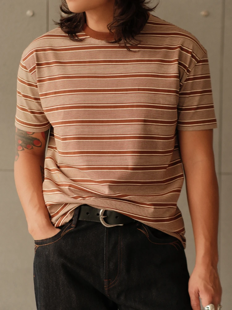 

Red White Stripes Fitted Casual Summer Vintage Sport ort Sve T irt Mbbcar Narrow Range Breathable Cotton Blend Youth F...