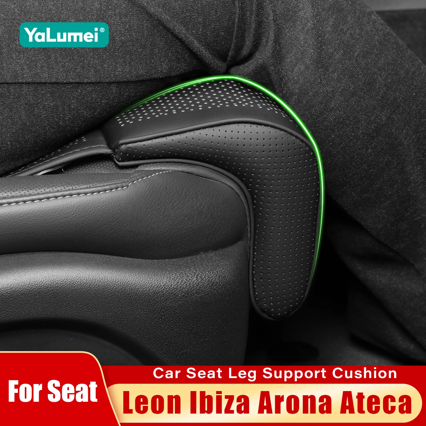 Für Seat Leon Ibiza Arona Ateca Auto-Sitzverlängerung Kissen Memory-Schaum Auto-Sitzbein-Stütze Knieschoner Innenraum-Zubehör