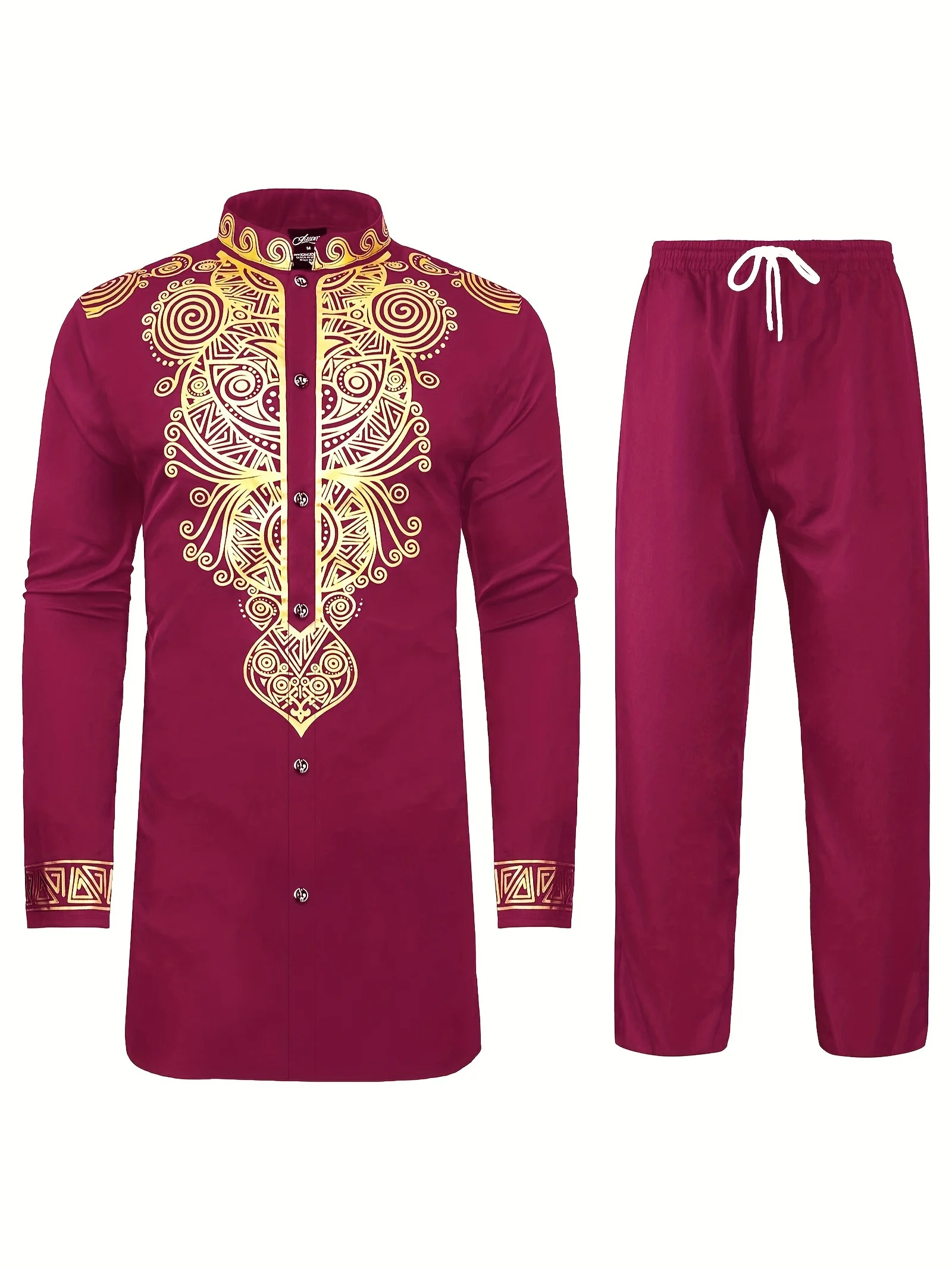 Robe Musulmane Style Ethnique Motif Impression 3D Technologie D'impression Manches Longues Pantalon Long Vêtements Traditionnels Pour Hommes Arabes Casual