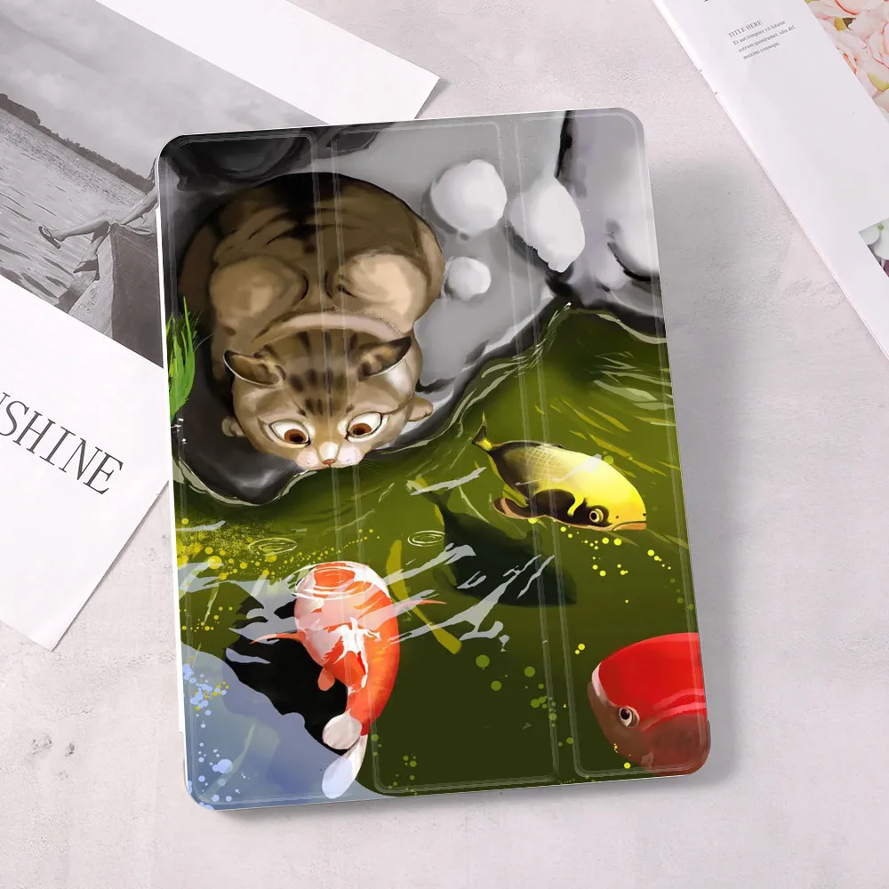 

Carp Fish Fishing Cat Soft Case for iPad 10.9 Air 4 2020 Smart Cover for iPad 9.7 6th 10.2 8th Generation Mini 6 12.9 iPad Pro