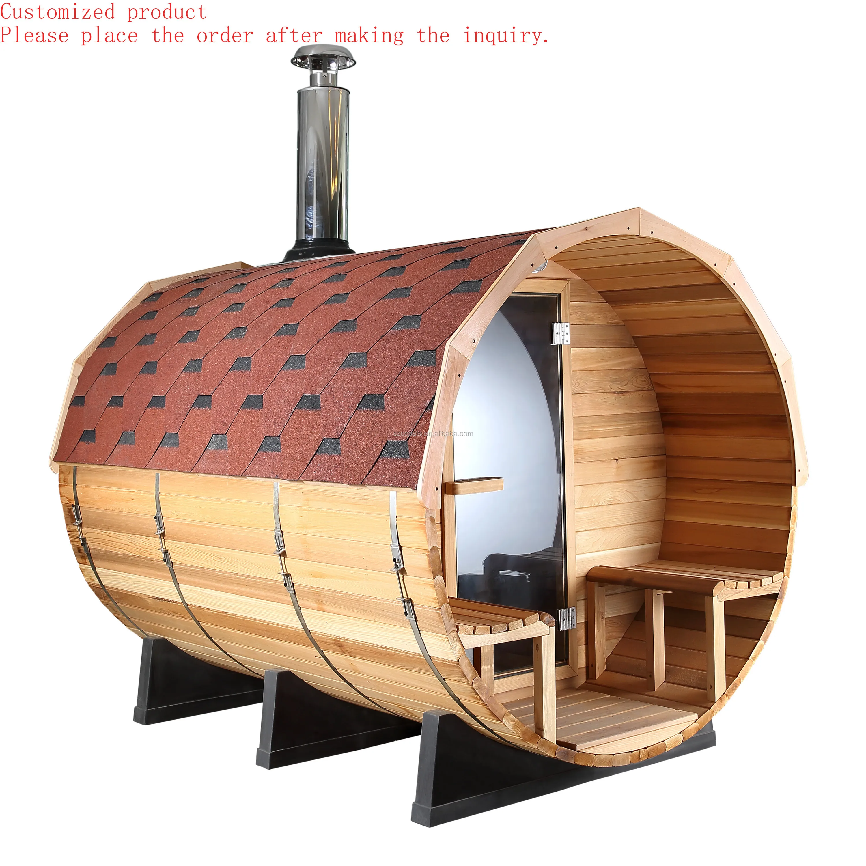 

Customization.Outdoor Deluxe Dry Steam Mini Sauna Room Barrel Sauna Room for 6 Persons