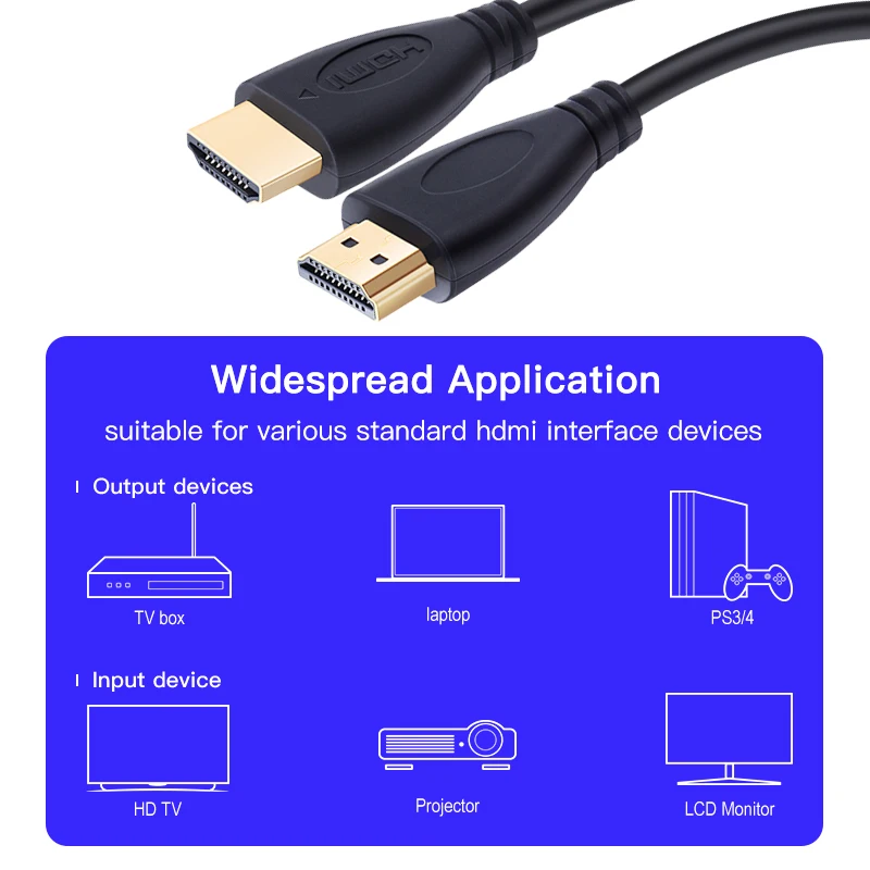 Nowy 0.3M 1M 1.5M 2M 3M 5M pozłacany kabel kompatybilny HDMI 1.4 1080p 3D przejściówka kabel do HDTV wideo