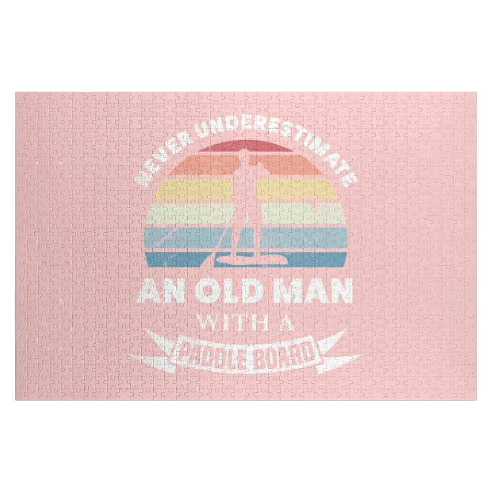 

Funny Old Man Paddleboarding Gift Dad Jigsaw Puzzle Iq Custom Wooden Gift Baby Wooden Wood Photo Personalized Puzzle