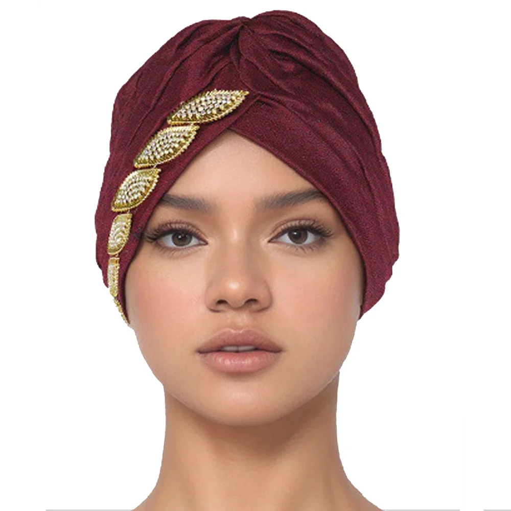 

New Indian Hat Diamonds Turban Women Muslim Hijab Bonnet African Headties Wedding Headscarf Beanies Head Wrap Nigeria Turbante