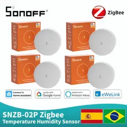 SONOFF-Sensor de Temperatura e Umidade Zigbee, Smart Home, APP eWelink, Monitor em Tempo Real, Termômetro para Alexa, Google Home, SNZB-02P