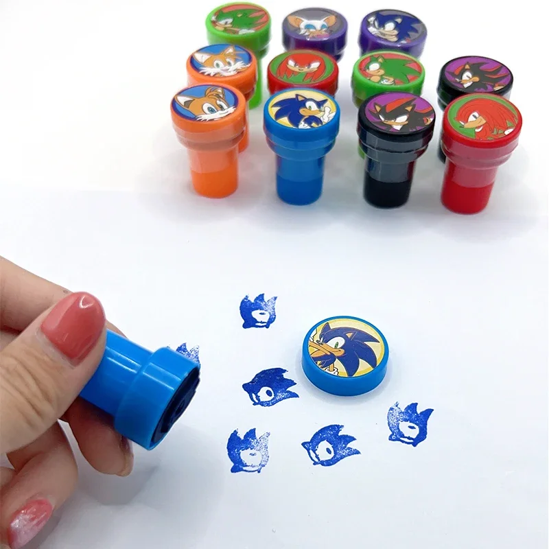 12Pcs Sonic The Hedgehog Children\'s Toy Seal Cartoon Seal Anime Pattern Kid\'s Birthday Party Boy Girl Gift