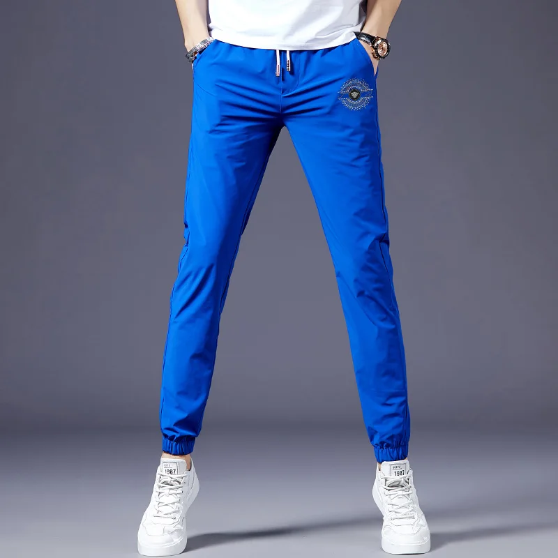 

Модные мужские летние спортивные брюки слим-фит, повседневные, с манжетами, длинные, стильные, молодежные, быстросохнущие, из нейлона и спандекса