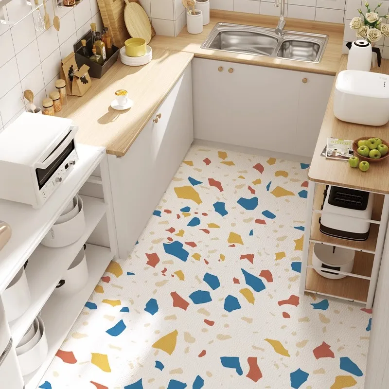 

Kitchen Oversized Carpet Cartoon PVC Carpets Colorful Geometric Foot Mat Floral Floor Mats Waterproof Mat Super Anti-slip Rug IG