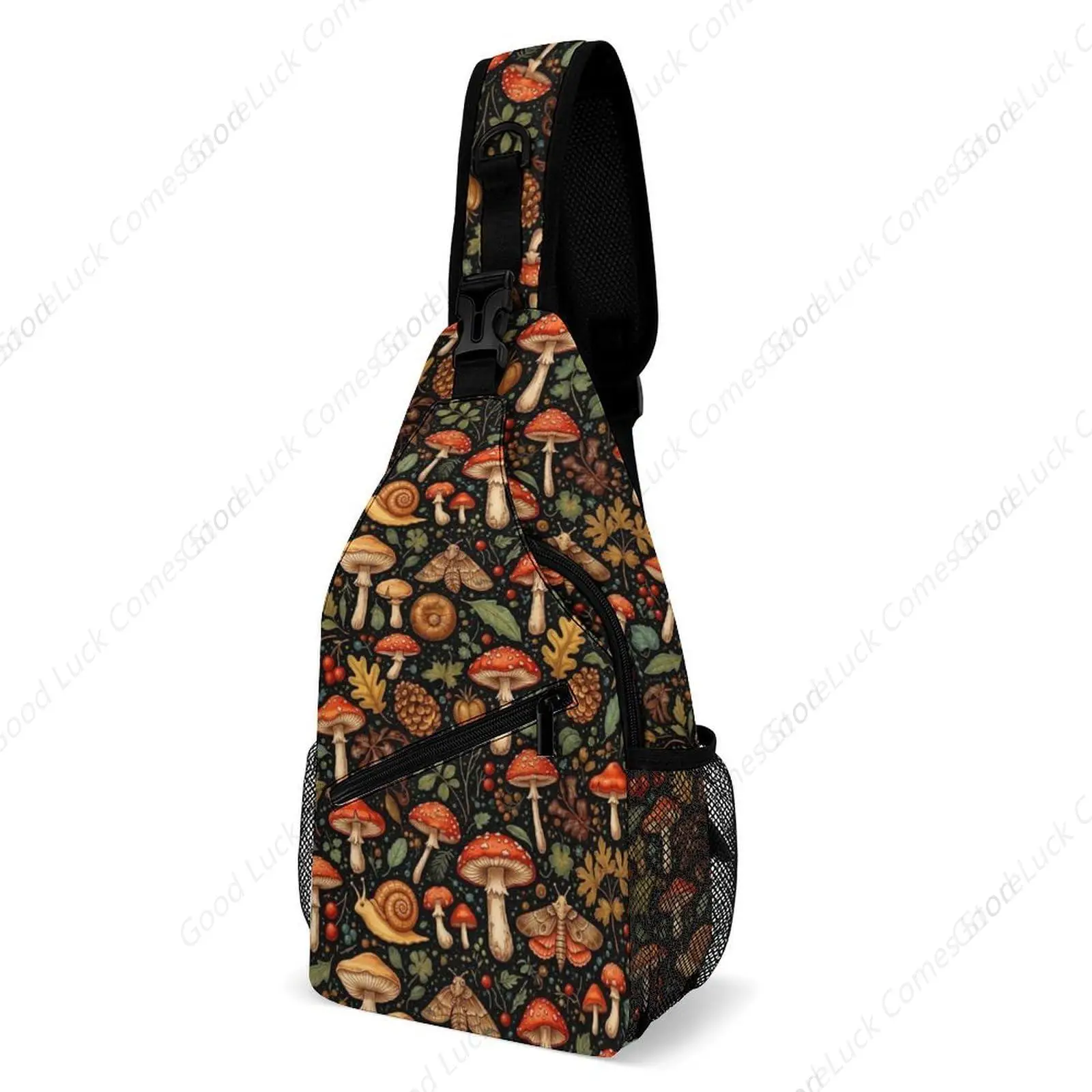 Large Capacity Sling Chest Bag Backpack, Fashion Daypack Moon Leaf Mushroom, Cross Body Funny Shoulder Sack with Adjutable