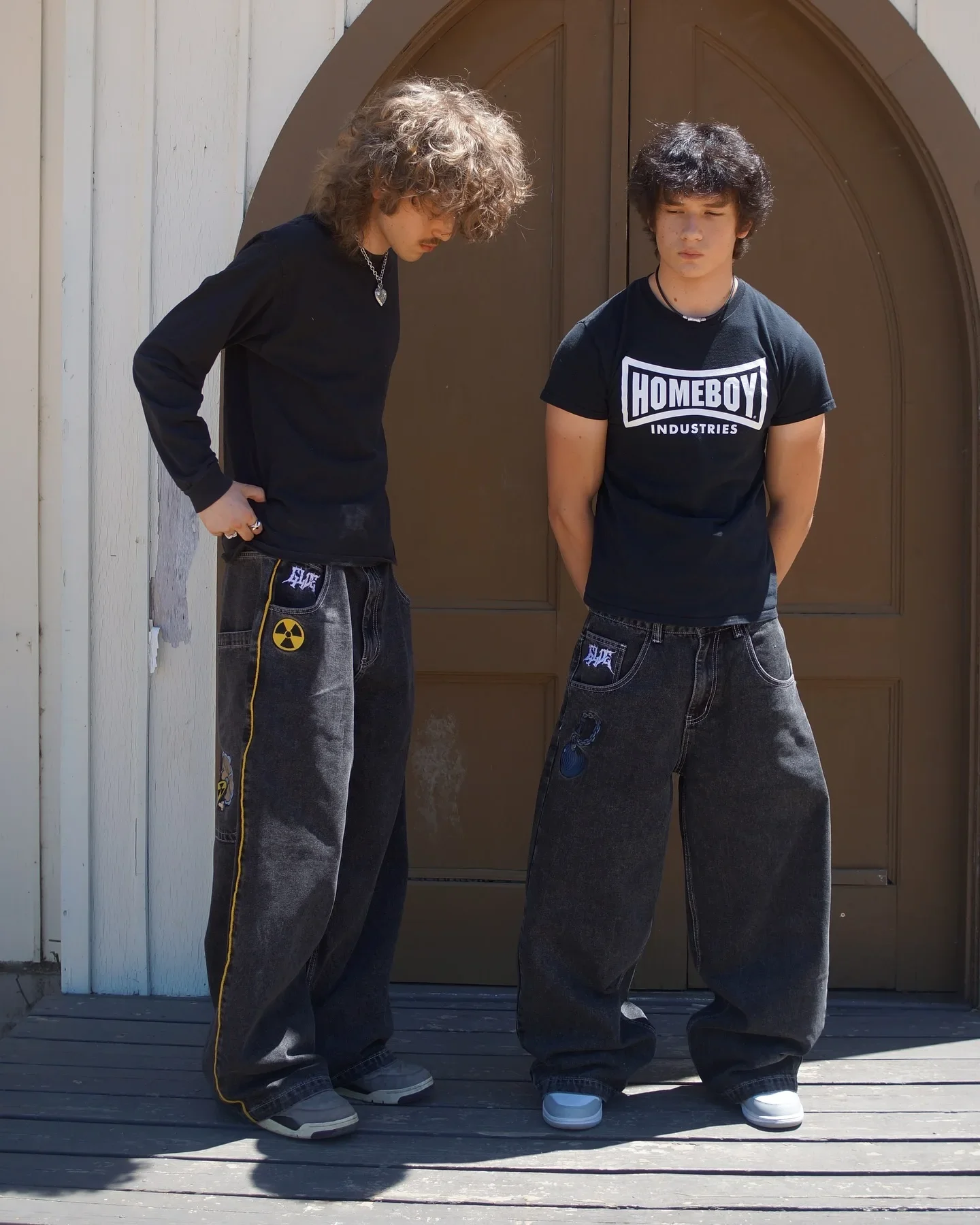 Y2k goth masculino feminino moda hip hop calças de brim de perna