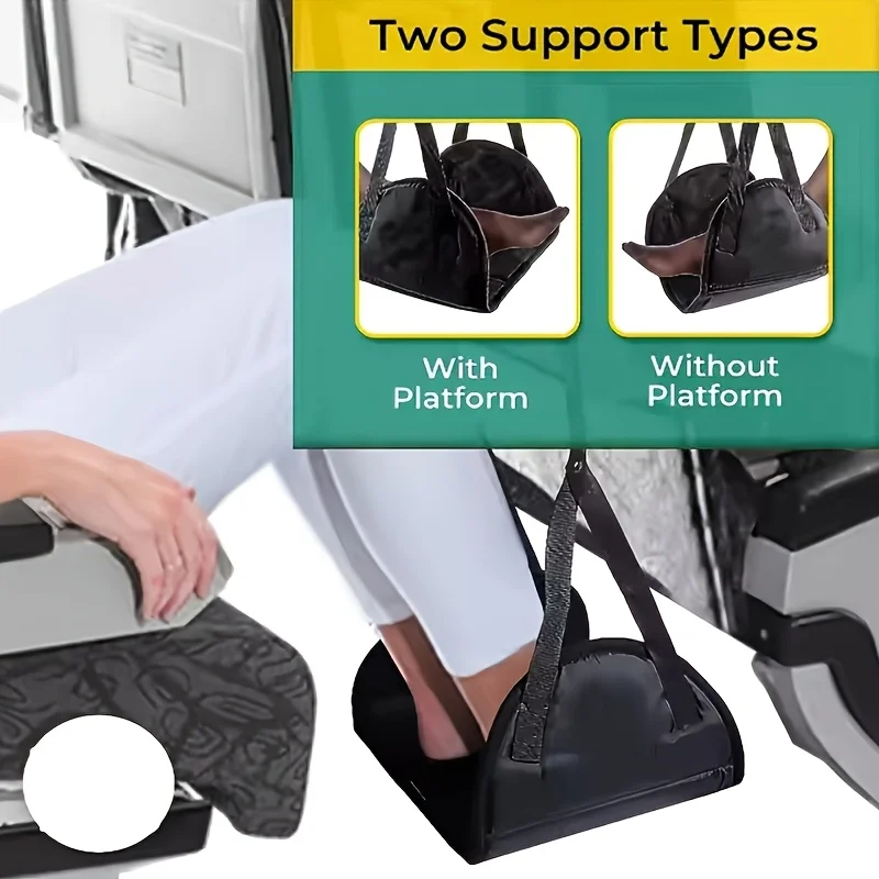 Portable Airplane Footrest Cushion, Extended Adjustable Straps, Travel Leisure Hammock-Style Leg Support, Suitable for Airplane