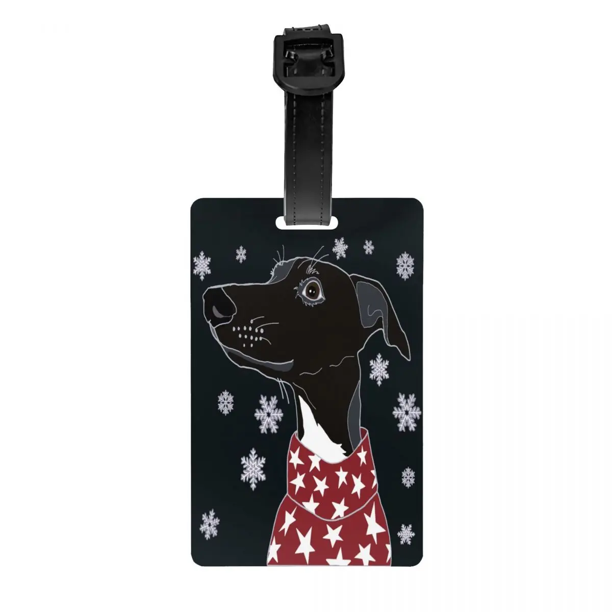 Custom Cute Winter Whippet Luggage Tag With Name Card Lurcher Greyhound Dog Privacy Cover ID Label for Travel Bag Suitcase