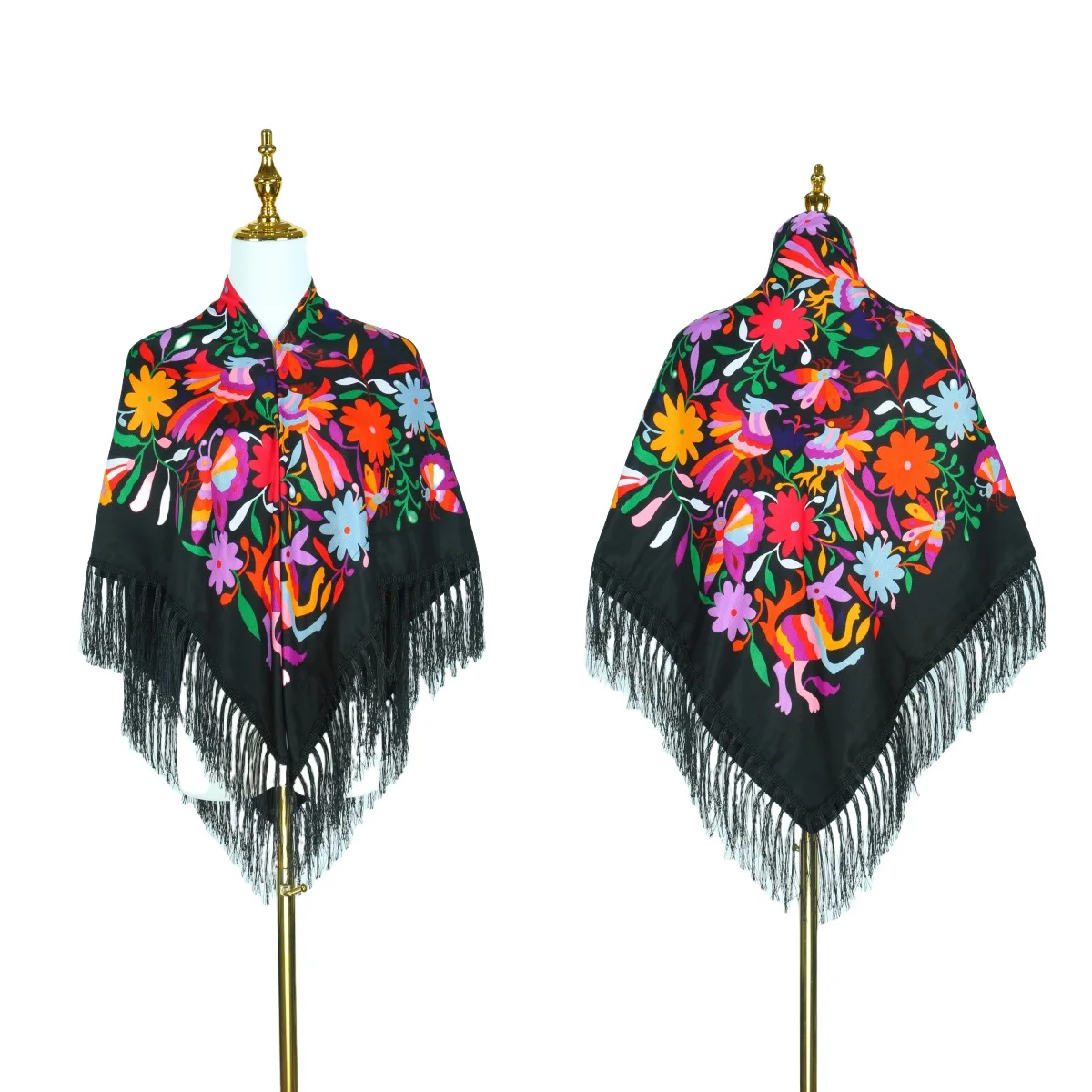 Nouveau Foulard Carré Imprimé Sergé Daisy, Châle Élégant à Pompons, Chaud, Anti-Poussière, Multifonctionnel pour Femme