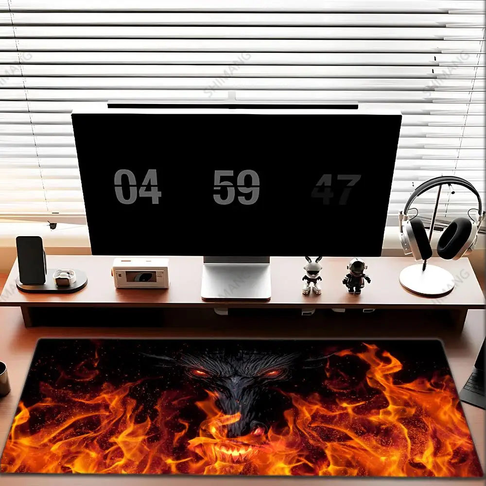 

Black And White Mouse Pad Large PC Demon Gamer Cabinet Keyboard Rug XXL Terror Devil Mousepad Laptop Anime Satan Gaming Desk Mat