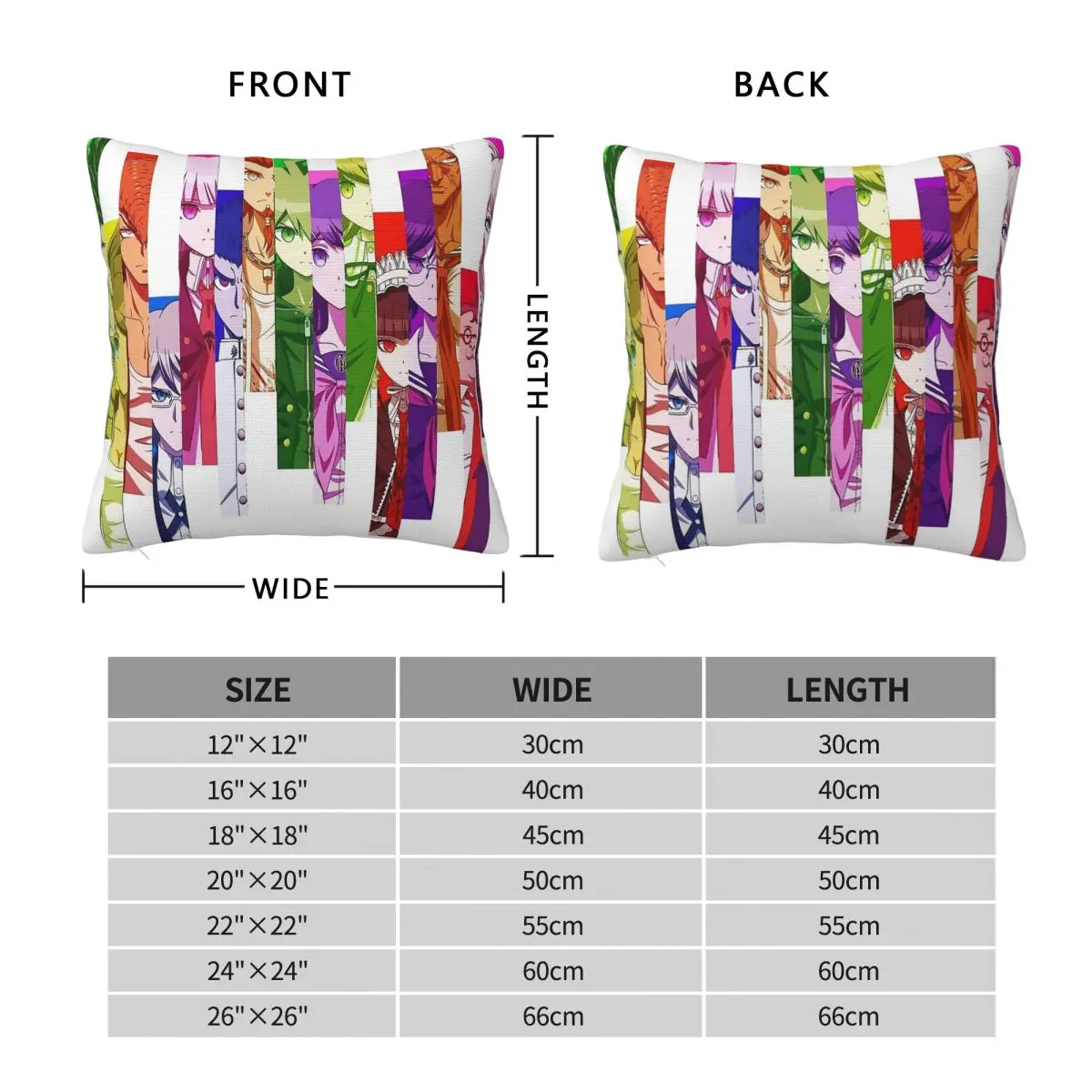 Danganronpa Full Cast Square Pillowcase Polyester Linen Velvet Creative Zip Decorative Throw Pillow Case Bed Cushion Cover