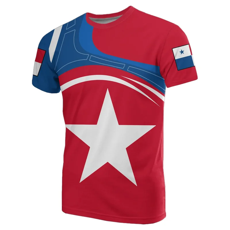 Fashion Panama Flag Pattern T Shirt For Men Sports Gym T-shirt Tops Summer Street 3D Printed Short Sleeves Casual Loose Tees