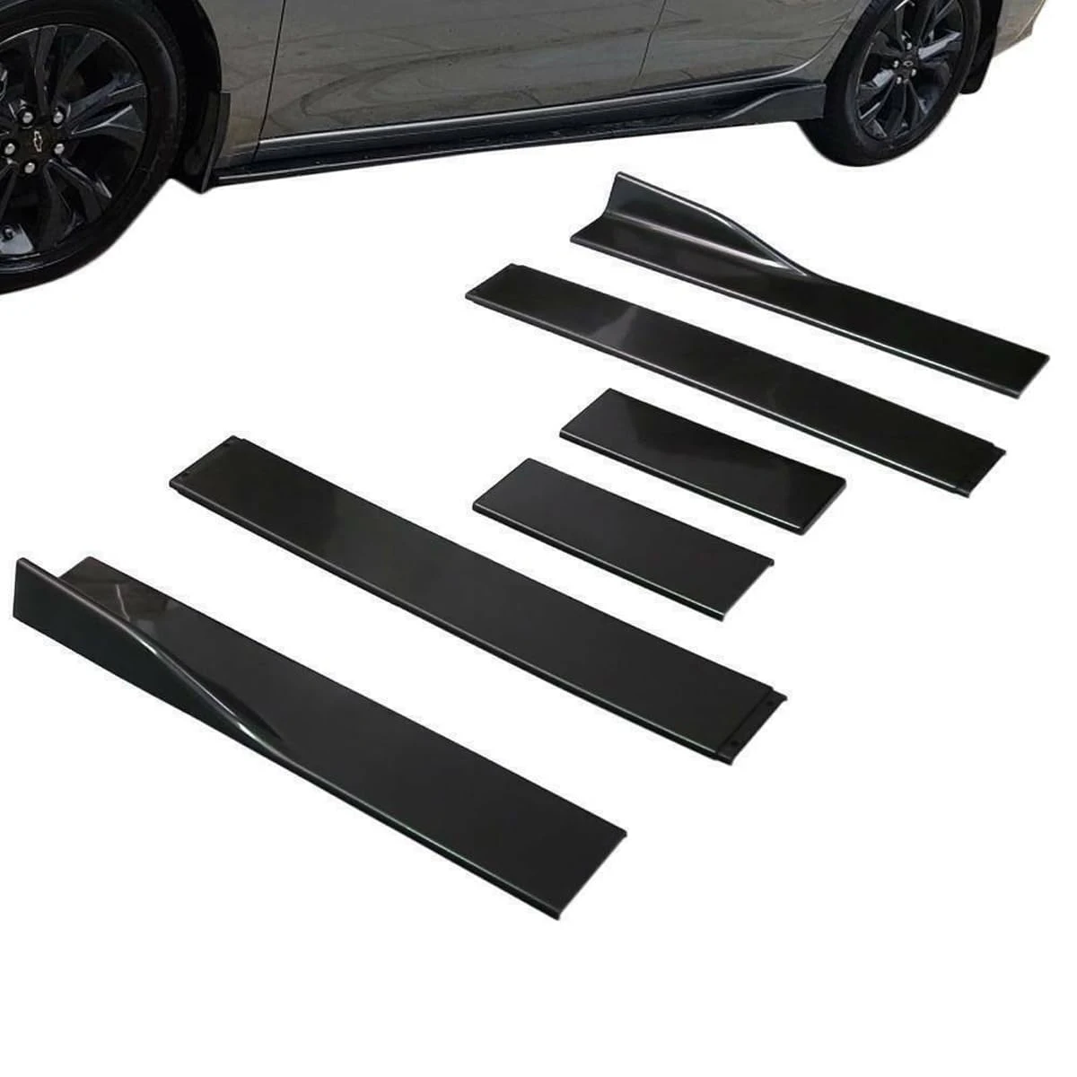 2m/2,2m Auto-Seitenschweller Universal 6-teilige Seitenschweller-Erweiterungen Winglet Splitter Lippe für BMW, Audi, VW, Honda, Benz – Detail 1