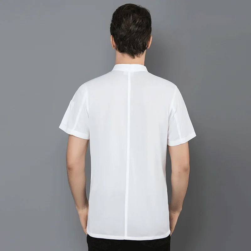 Sleeve Cooking Shirt Cool Work Tops Food Service Black Kitchen Outfit  Chef Jacket Men Women Short