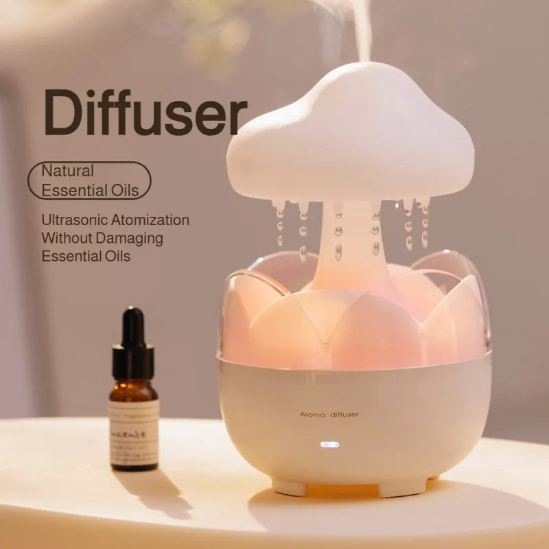 

Aromatherapy Machine New Creative Clouds Raindrop Humidifier Home Bedroom Desktop Portable Fog Volume Colourful Water Droplets