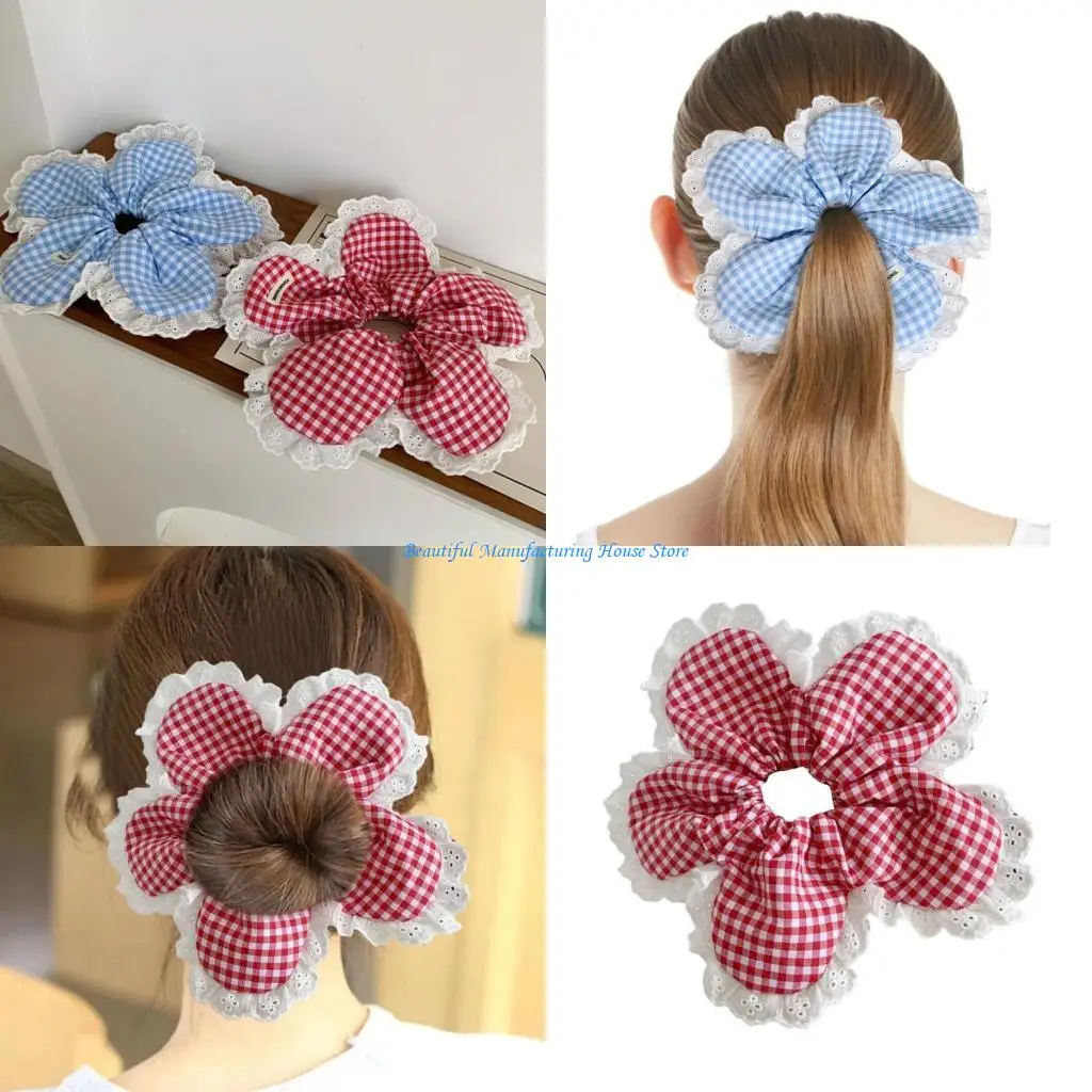E56A Girl Hair Ring Lace Flower Party Background Girl Hairstyle Fixing Hairband