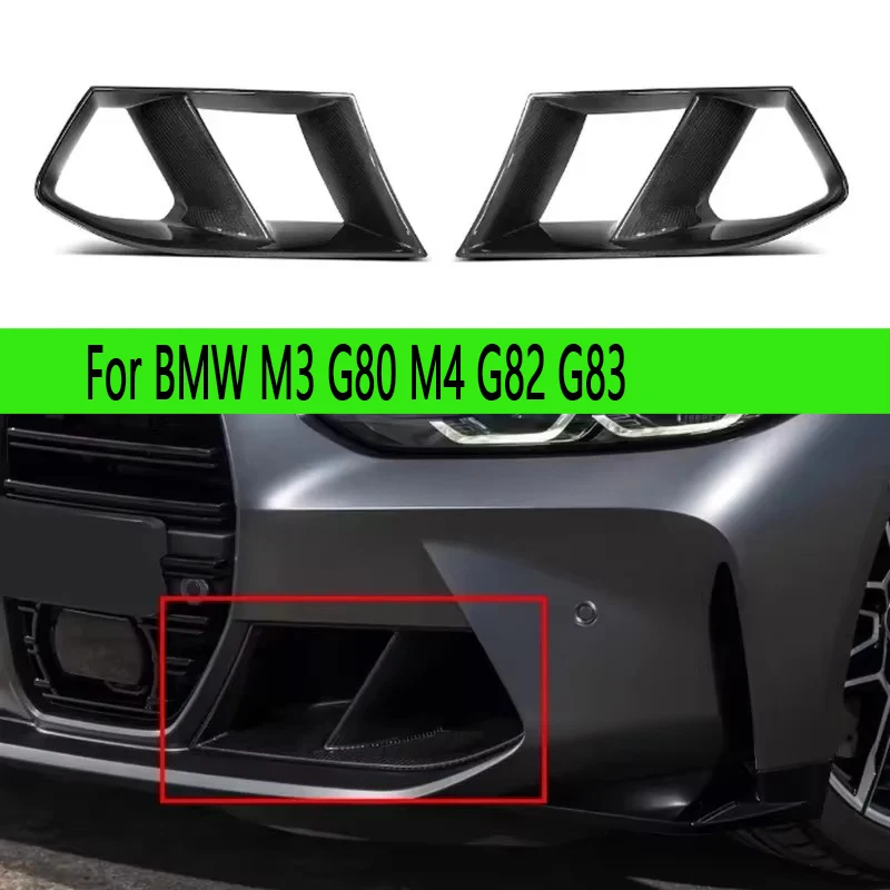 

For BMW M3 M4 G80 G82 G83 2021+ Carbon Fiber Tuyere Fog lamp frame grill Front Bumper Air Vent Cover Tuyere Auto parts Body Kit