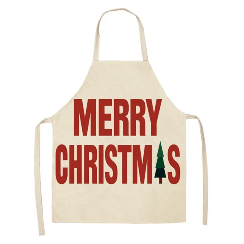 Parent child apron Christmas apron Santa Claus Christmas tree Elk bell printed linen holiday apron