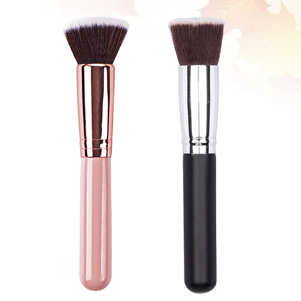 

2pcs Makeup Wooden Handle Soft Dense Makeup For Loose Powder Portable Kit Kit Reusable Beauty Tools