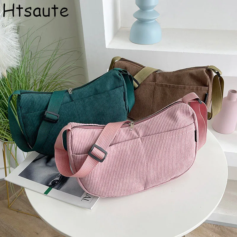

Corduroy Shoulder Bag For Women Female Mini Handbags PU Leather Crossobdy Bag Clutch Flap Bag Vintage Underarm Accessory bolsas