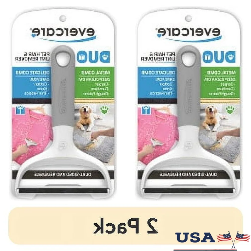 

2 упаковки, многоразовый двусторонний инструмент для удаления шерсти домашних животных, расческа для ворса, мебель, ковер, одежда, легкое хранение, прочная чистка