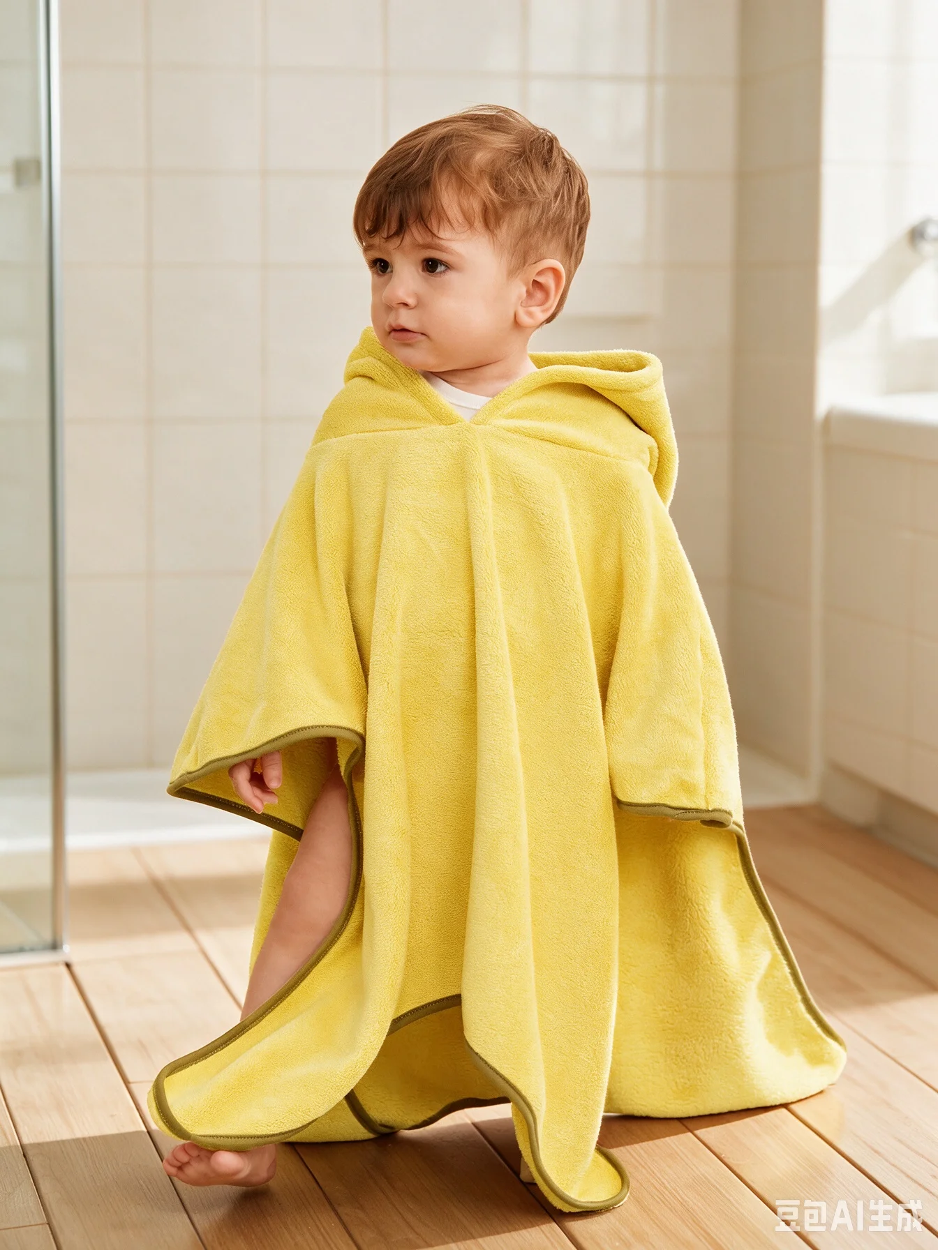 1pc Soft And Absorbent Baby Bath Towel With Cute Yellow Duck Design