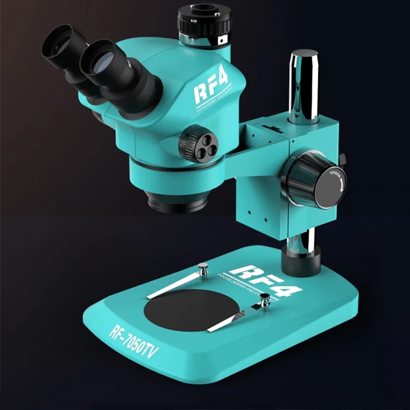 RF4 RF7050TV 7-50X Continuous Zoom Magnifying Microscope Stereo With Trinocular Microscope Head 7-50X 0.5CTV WF10X/22mm Eyepiece