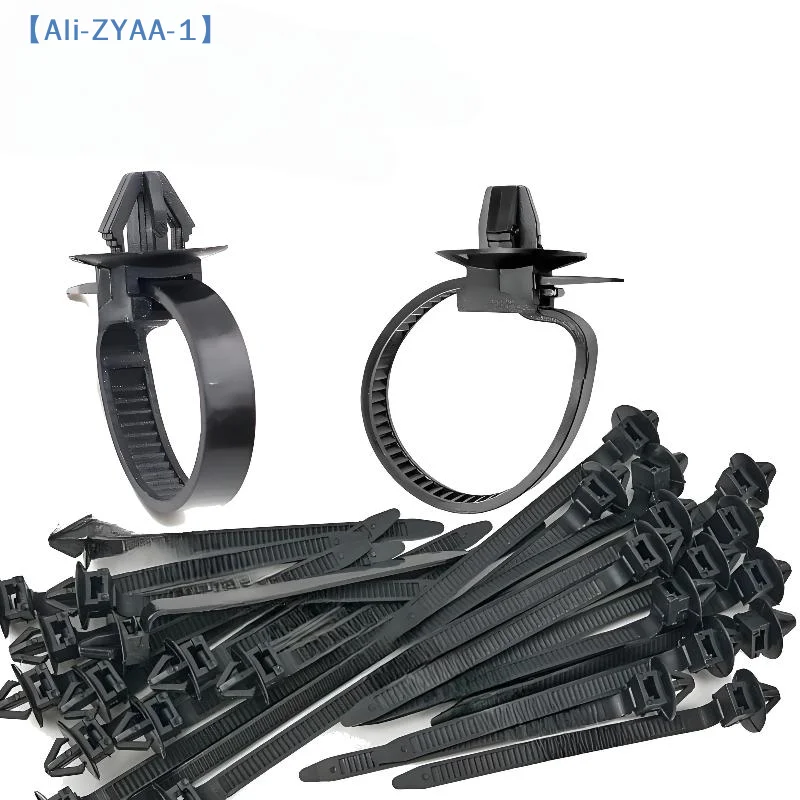 【ZYAA-1】10/20PCS Car Nylon Black Cable Ties Push Mount Wire Harness Fastener Cable Clamp Clips Ties Management