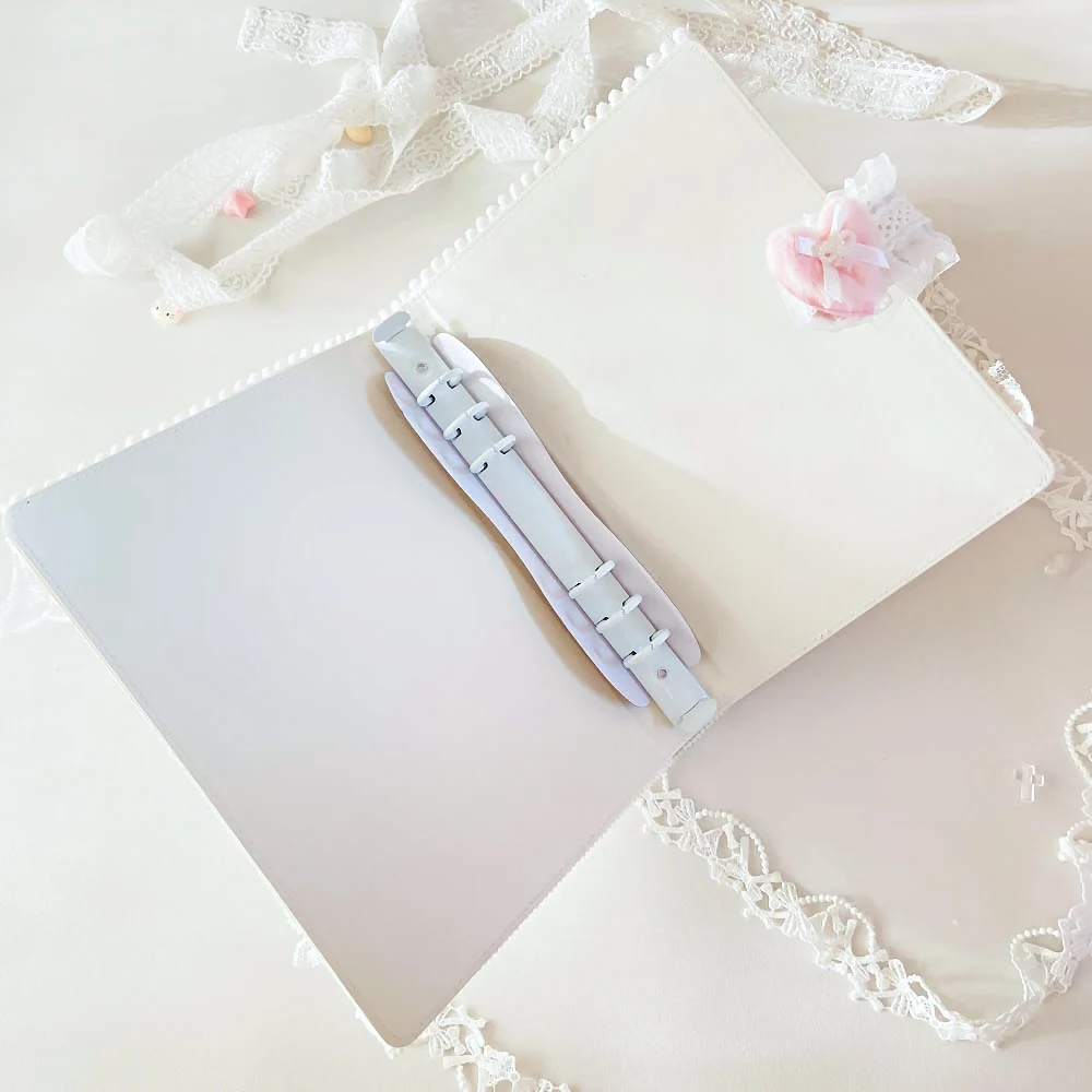 A5 Luźna wstążka w stylu baletowym Segregator na karty Kpop Album na karty fotograficzne Koronkowy Elegancki 6-pierścieniowy segregator Wyścig Toploader Przechowywanie pocztówek — zdjęcie produktu 4