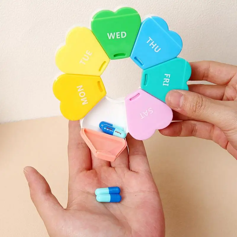 7 Days Round Portable Medicine Pill Box Small Travel Vitamin Case Container Organizer Storage Tablet Fish Oil Tools