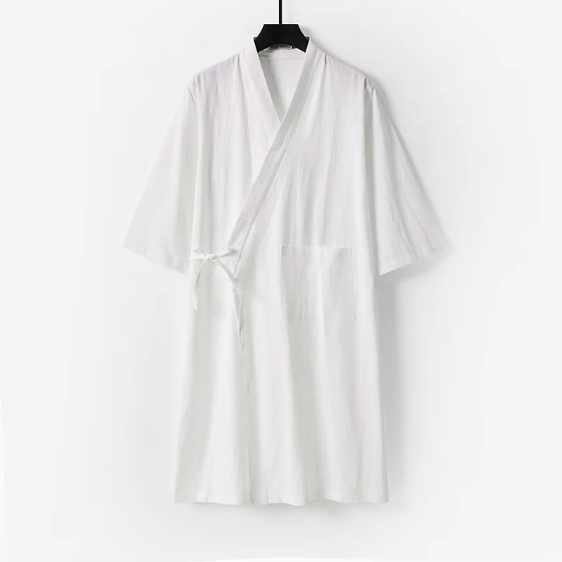 Long Cardigan Kimono Shirt Jacket Men Plus Size 9XL Linen Shirts Hanfu Daoist Robe Long Shirt Male Spring Autumn Long Jacket