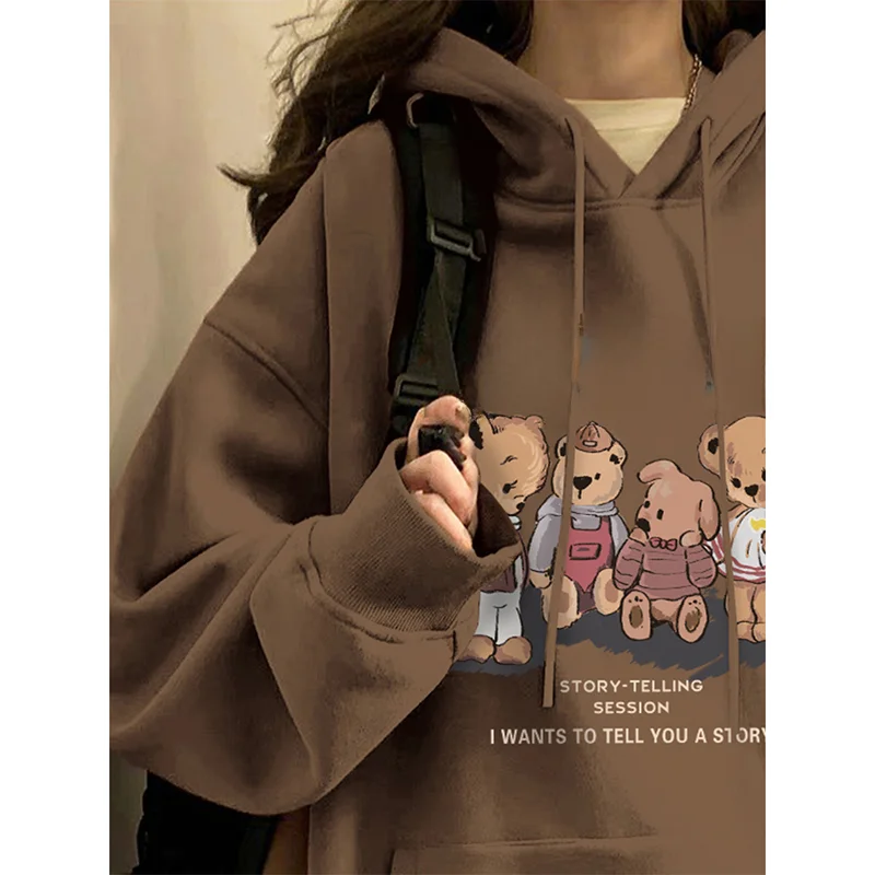 Oversize Fleece Lined Thickened Hoodie Women's Loose Lazy Sle Jacket Trendy Top Korean Sle Long Sleeve Regular Length