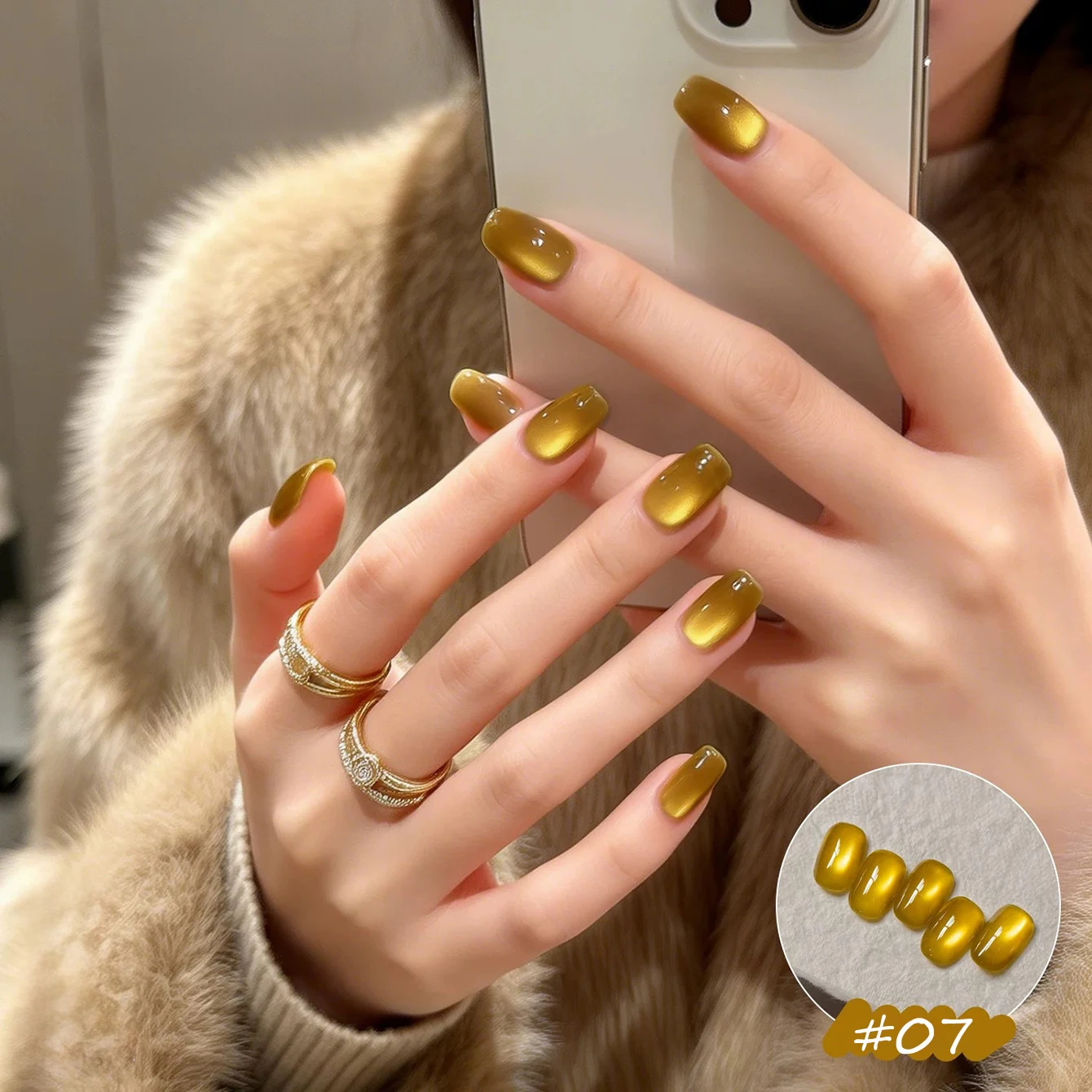 Nail Art Red Wine Cat Eye - 1-8개 TC 옐로우 네일즈 러키 레드