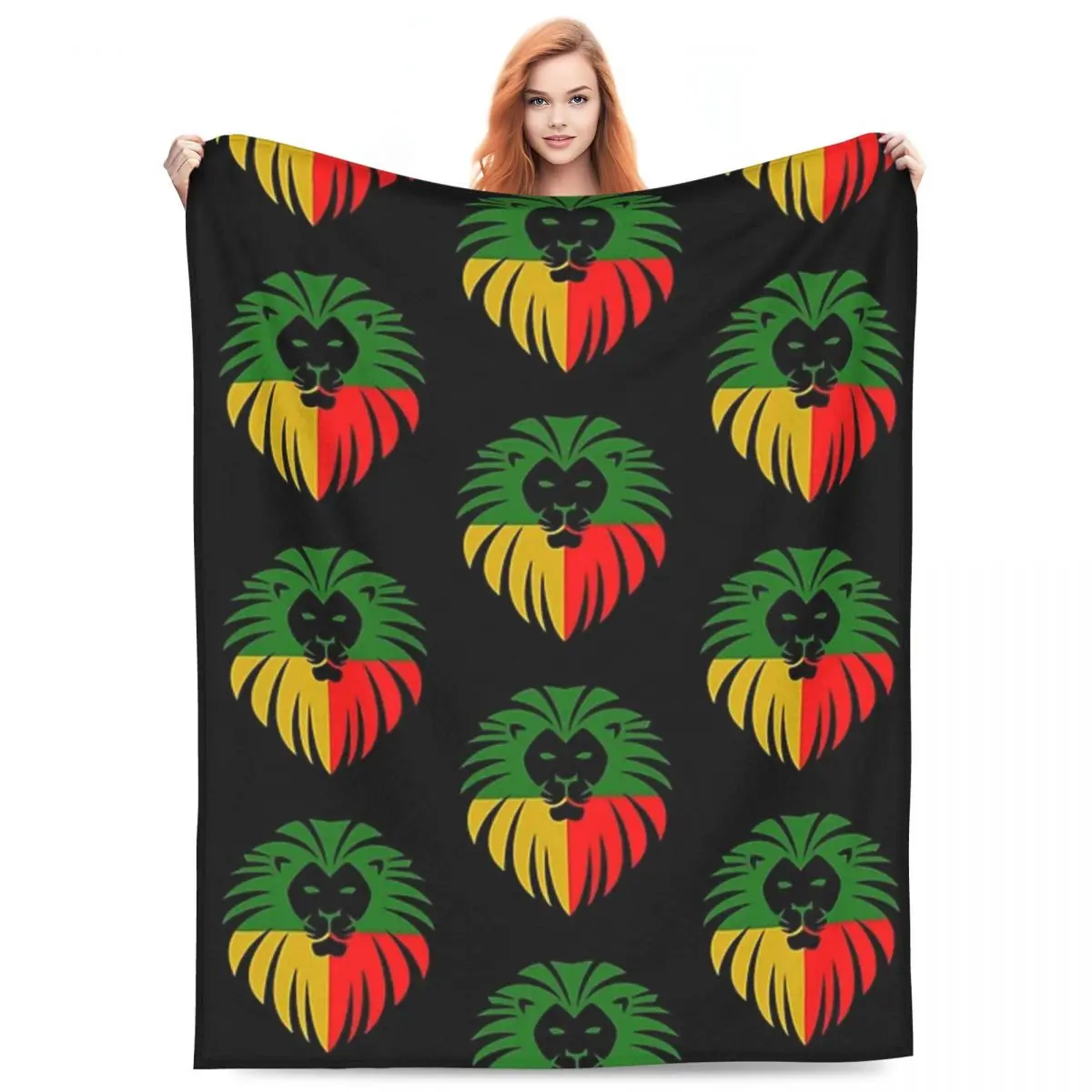 

Rasta Lion Stripe Blanket Flannel Sofa Throw Blanket Lightweight Throw Blankets for Couch Bedding Outdoor Throws Bedspread Quilt