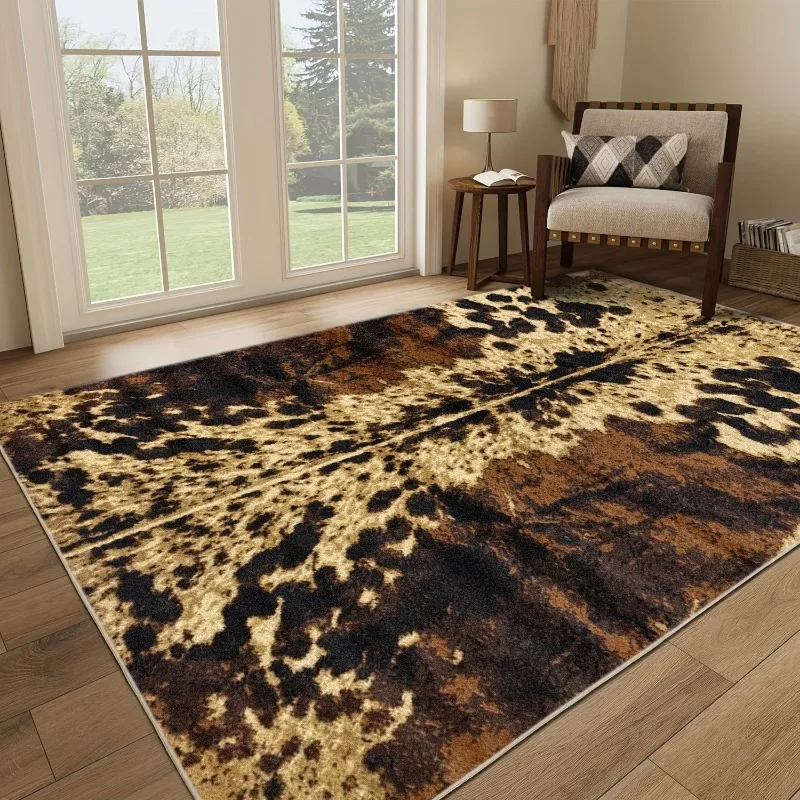 

Animal Skin Pattern Area Rug Cow Fur Pattern Print Rug Rustic Farm Animal Carpet for Non Slip Door Mat Sofa Table Floor Rug