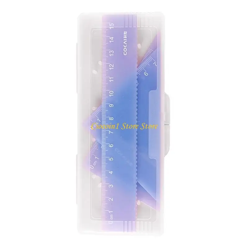 A3PC 4 PACK Plastic for Triangle Ruler Straight Rulers Protractor Set Math Geometry R