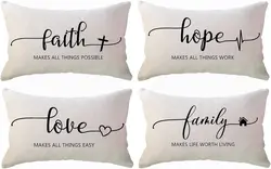 Inspirational proverb: waist hugging pillowcase, faith home decoration pillowcase, farmhouse cushion cover, sofa, 30X50cm