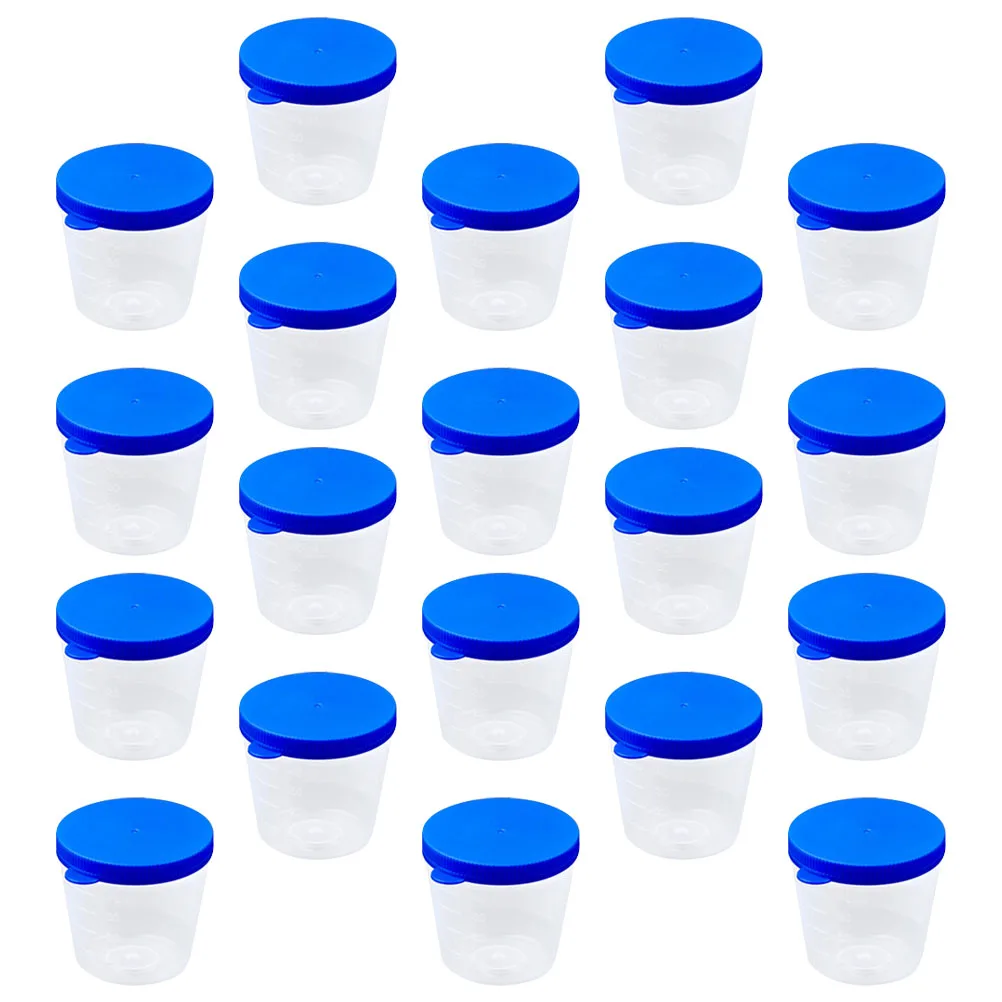 100 Pcs Containers with Lids Beaker Urine Cup Sample Cups Specimen Bottle Transparent