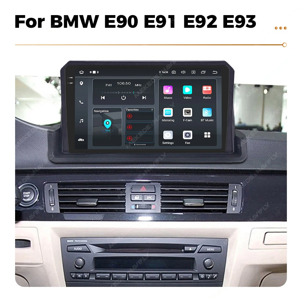 2 DIN Android 14 For BMW E90 E91 E92 E93 2005-2012 Car Radio WIreless Carplay Auto GPS Navigation 4G WIFI Multimedia Player RDS